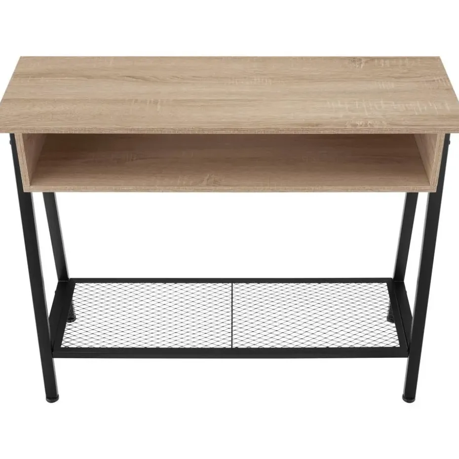 tectake Consoletafel Tralee 100x35x80,5cm, Industrieel Licht Hout, Eiken Sonoma