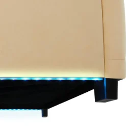 tectake Gestoffeerd bed met LED & opbergruimte, 140 x 200 cm, Beige