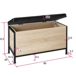 tectake Gestoffeerde zitkist Calico 81,5x41,5x50,5cm