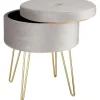 tectake Hocker Ava gestoffeerd in fluweellook 300kg met opbergruimte