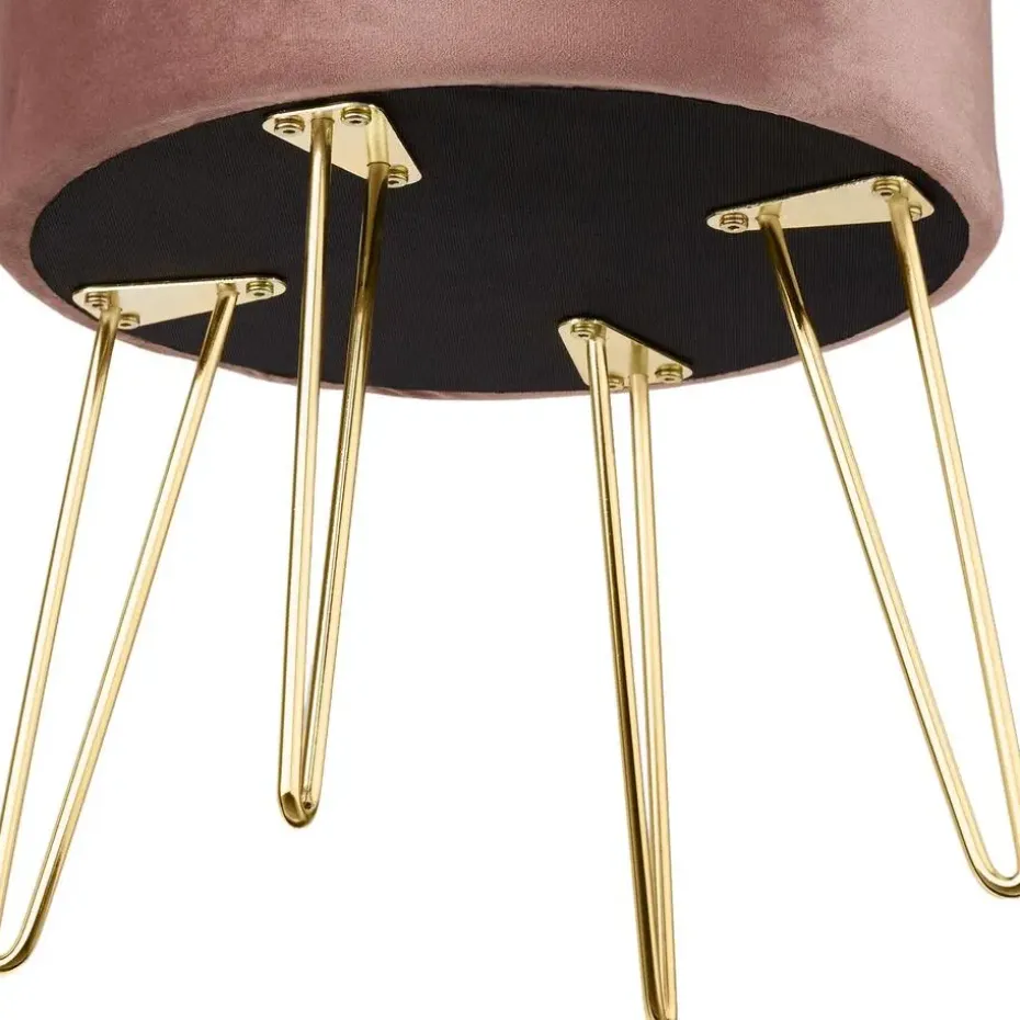 tectake Hocker Ava gestoffeerd in fluweellook 300kg met opbergruimte, Roze