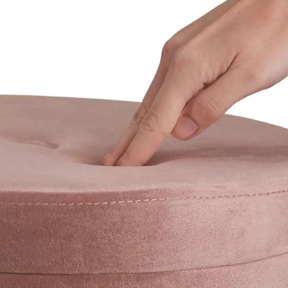tectake Hocker Ava gestoffeerd in fluweellook 300kg met opbergruimte, Roze