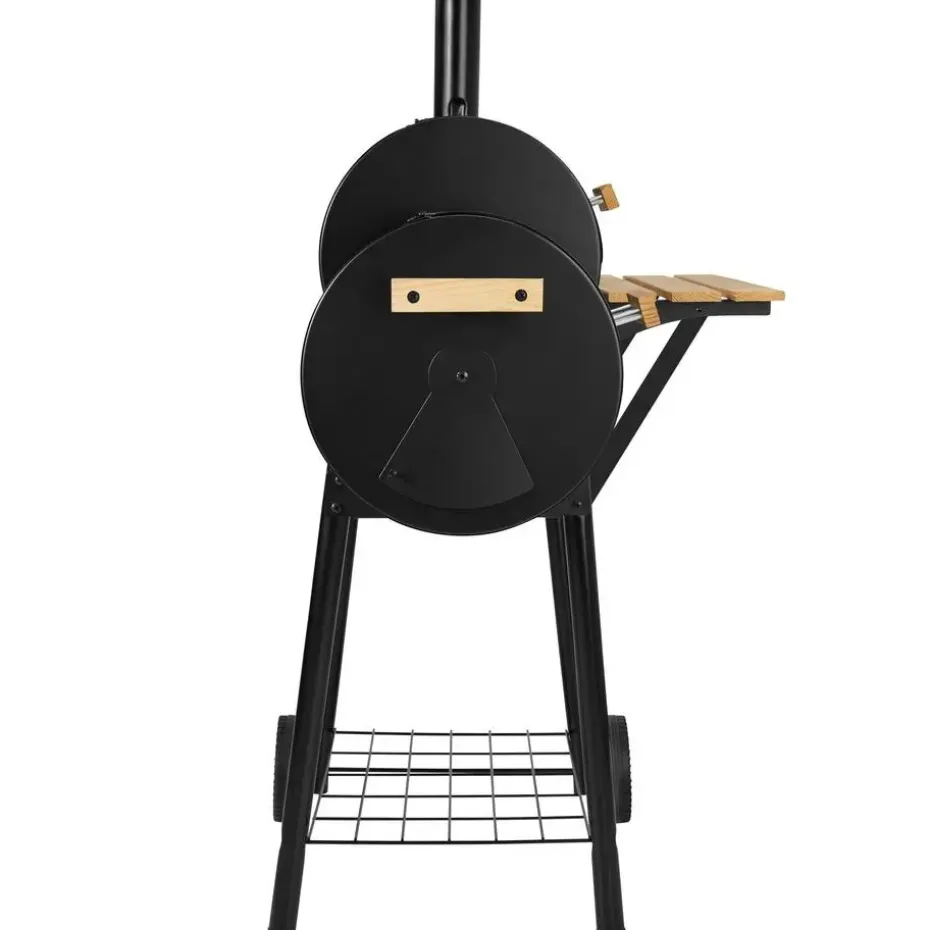 tectake Houtskool barbecue Smoker met thermometer, Zwart
