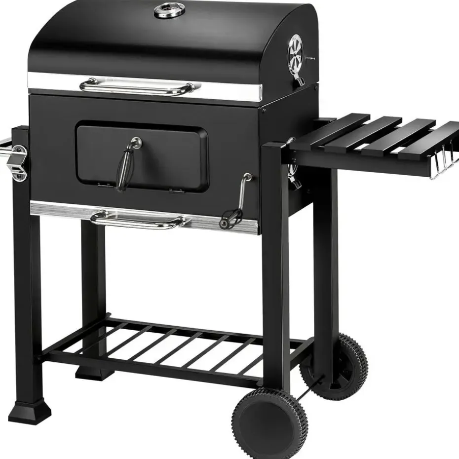 tectake Houtskoolbarbecue in hoogte verstelbaar, Zwart