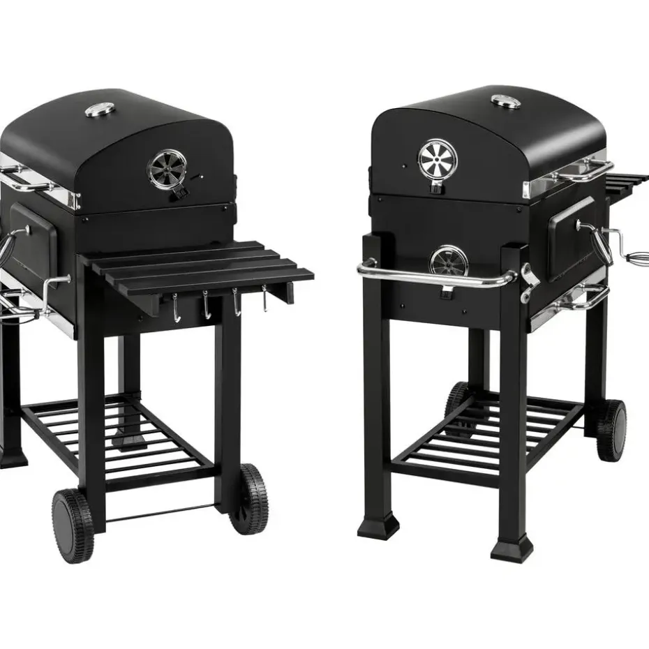 tectake Houtskoolbarbecue in hoogte verstelbaar, Zwart