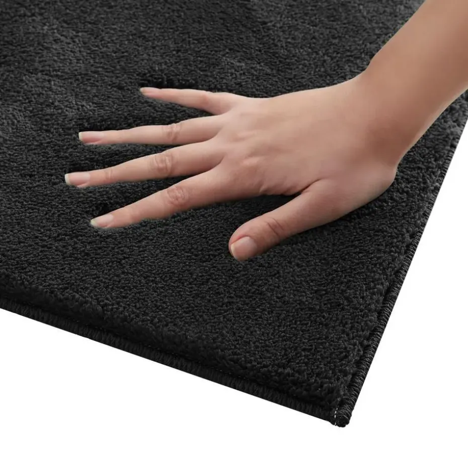 tectake® Kortpolig vloerkleed Soft Zone 160 x 230 cm - Zwart