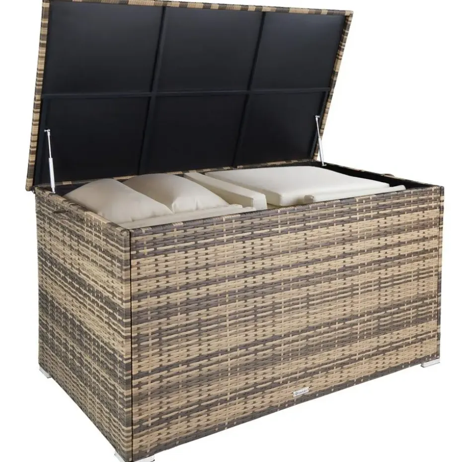tectake Kussenbox Oslo met aluminium frame 145x82,5x79,5cm, Natuur