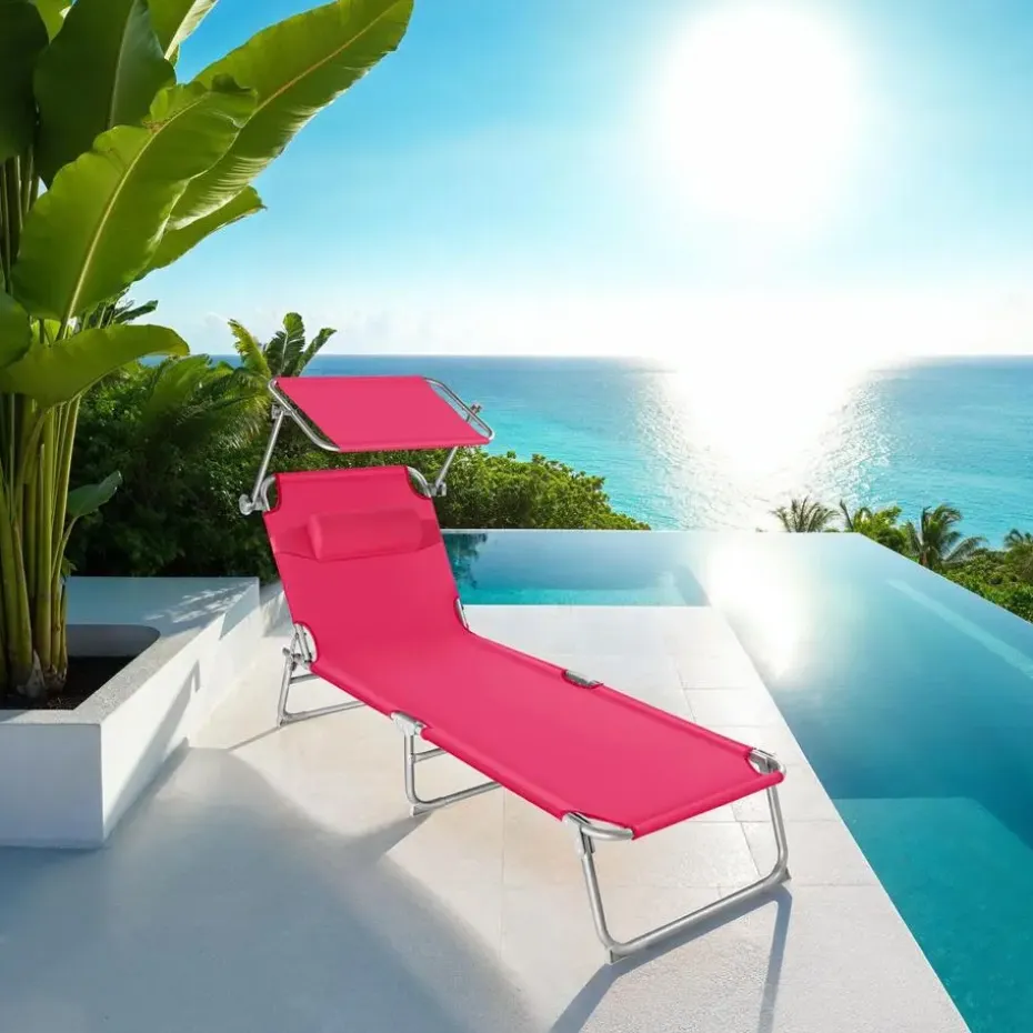 tectake Ligbed 4-niveaus met hoofdkussen, Pink