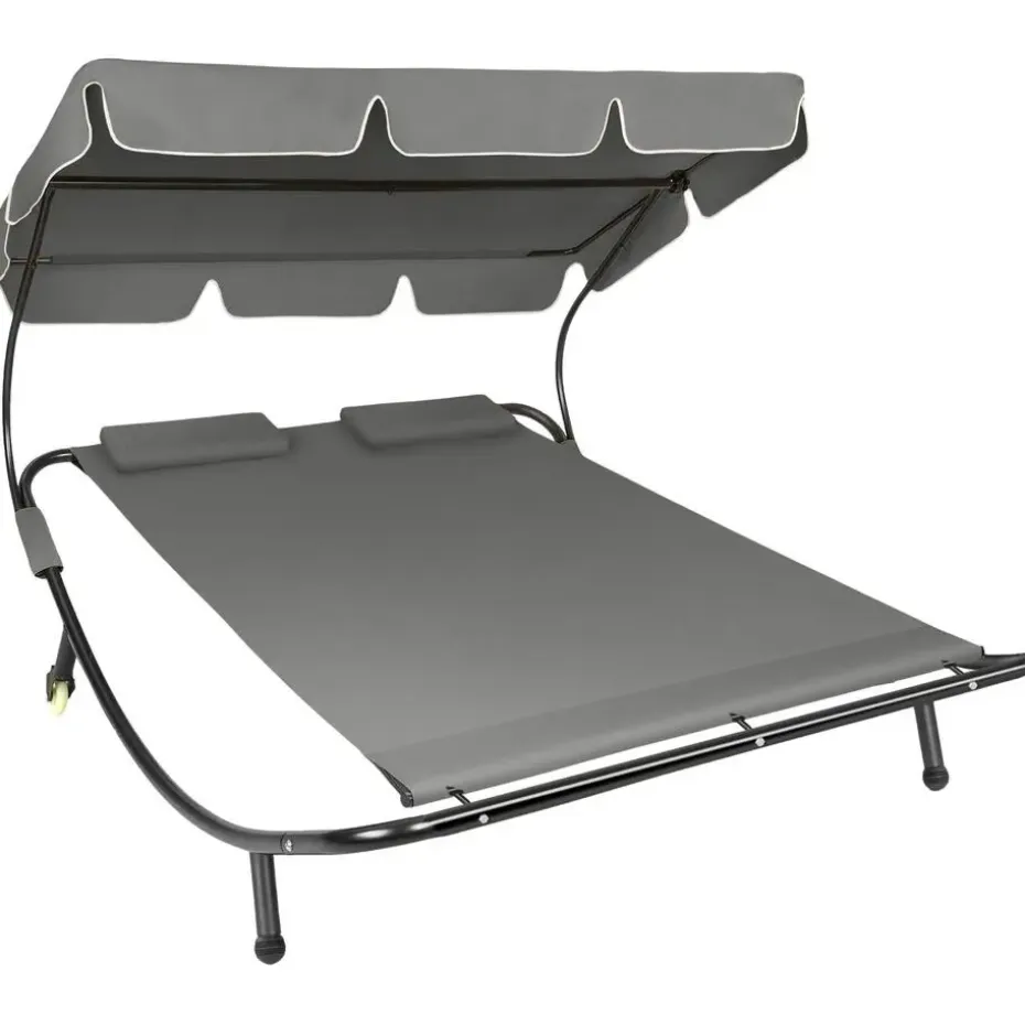 tectake Ligbed voor 2 personen, Zwart / Grijs