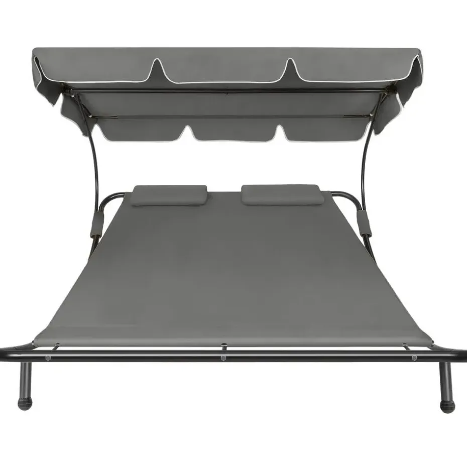 tectake Ligbed voor 2 personen, Zwart / Grijs