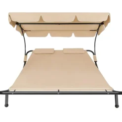 tectake Ligbed voor 2 personen, Zwart/beige