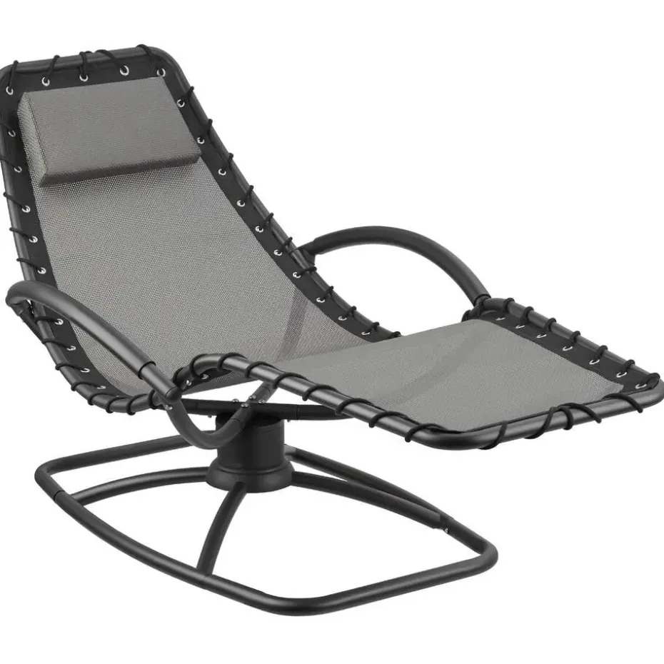 tectake Ligstoel Toulon, ergonomisch, schommelfunctie, Grijs