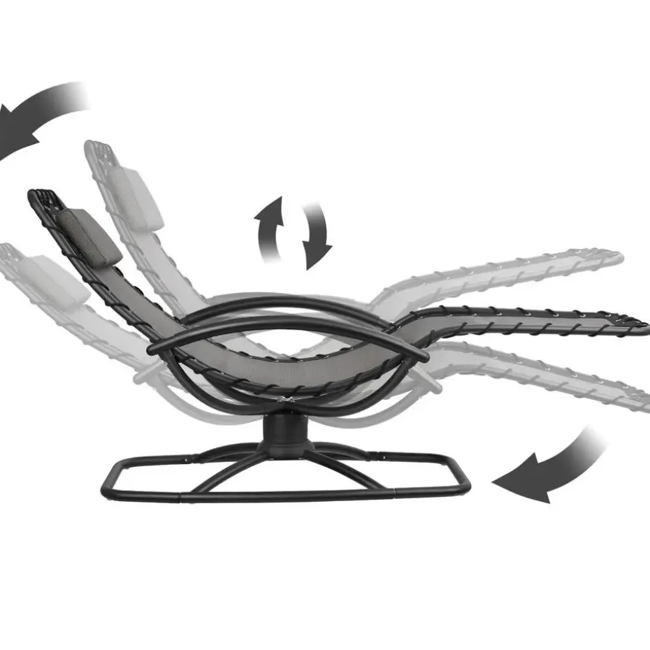 tectake Ligstoel Toulon, ergonomisch, schommelfunctie, Grijs