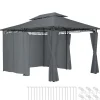tectake Luxe tuinpaviljoen Emine 4x3m met 6 zijdelen, Antraciet