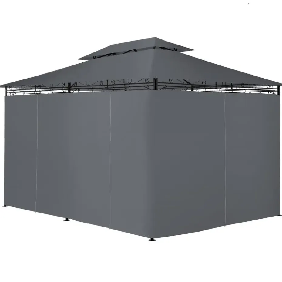 tectake Luxe tuinpaviljoen Emine 4x3m met 6 zijdelen, Antraciet