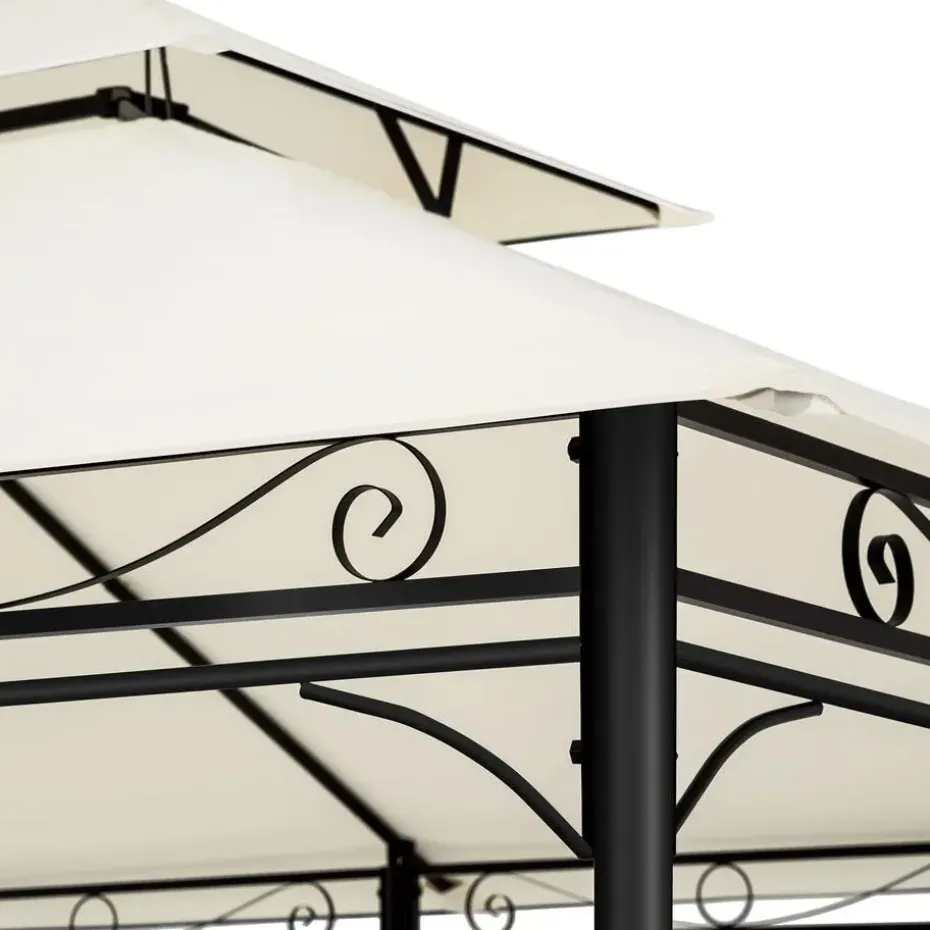 tectake Luxe tuinpaviljoen Emine 4x3m met 6 zijdelen, Crème