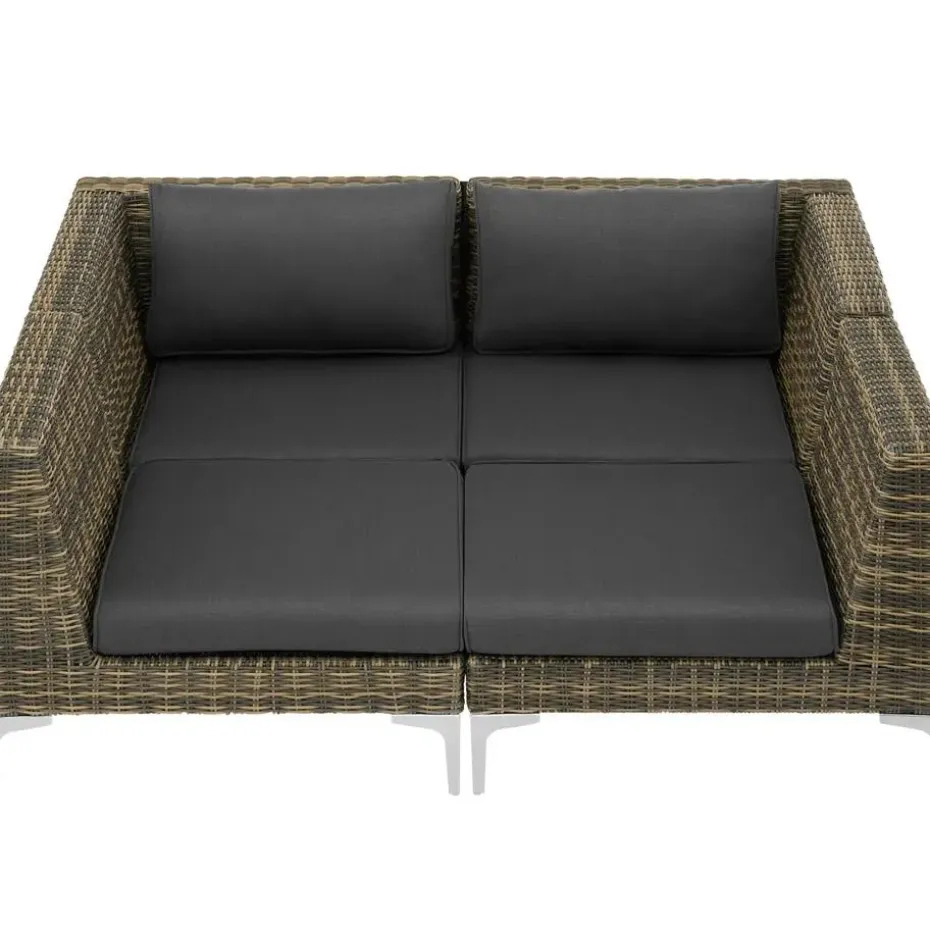 tectake Modulaire wickerset Villanova hoek links met aluminium frame