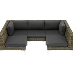 tectake Modulaire wickerset Villanova hoek links met aluminium frame