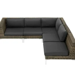 tectake Modulaire wickerset Villanova hoek links met aluminium frame