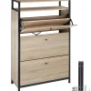 tectake Schoenenkast, Industrieel Licht Hout, Eiken Sonoma
