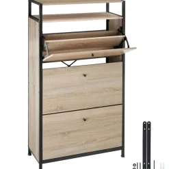 tectake Schoenenkast, Industrieel Licht Hout, Eiken Sonoma