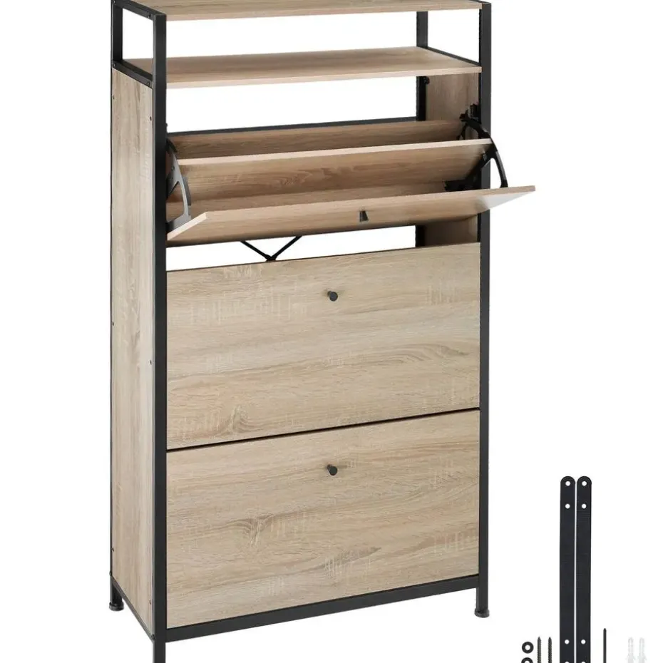 tectake Schoenenkast, Industrieel Licht Hout, Eiken Sonoma