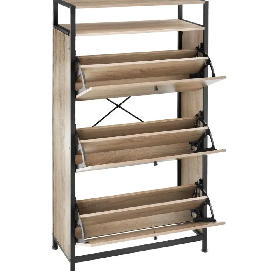 tectake Schoenenkast, Industrieel Licht Hout, Eiken Sonoma