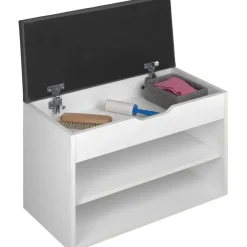 tectake Schoenenkast Jasmina met zitkussen 60x30x43,5cm, Wit