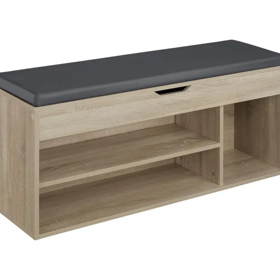 tectake Schoenenkast Natalya met zitkussen 104x30x49cm