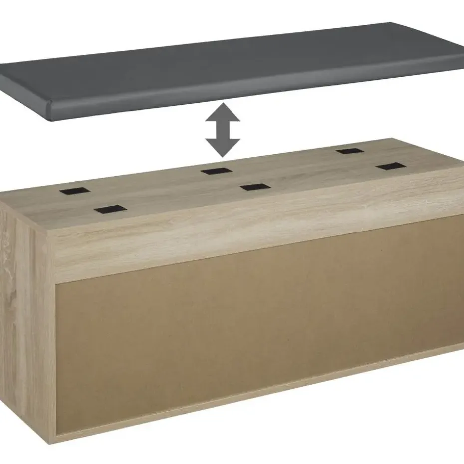 tectake Schoenenkast Natalya met zitkussen 104x30x49cm