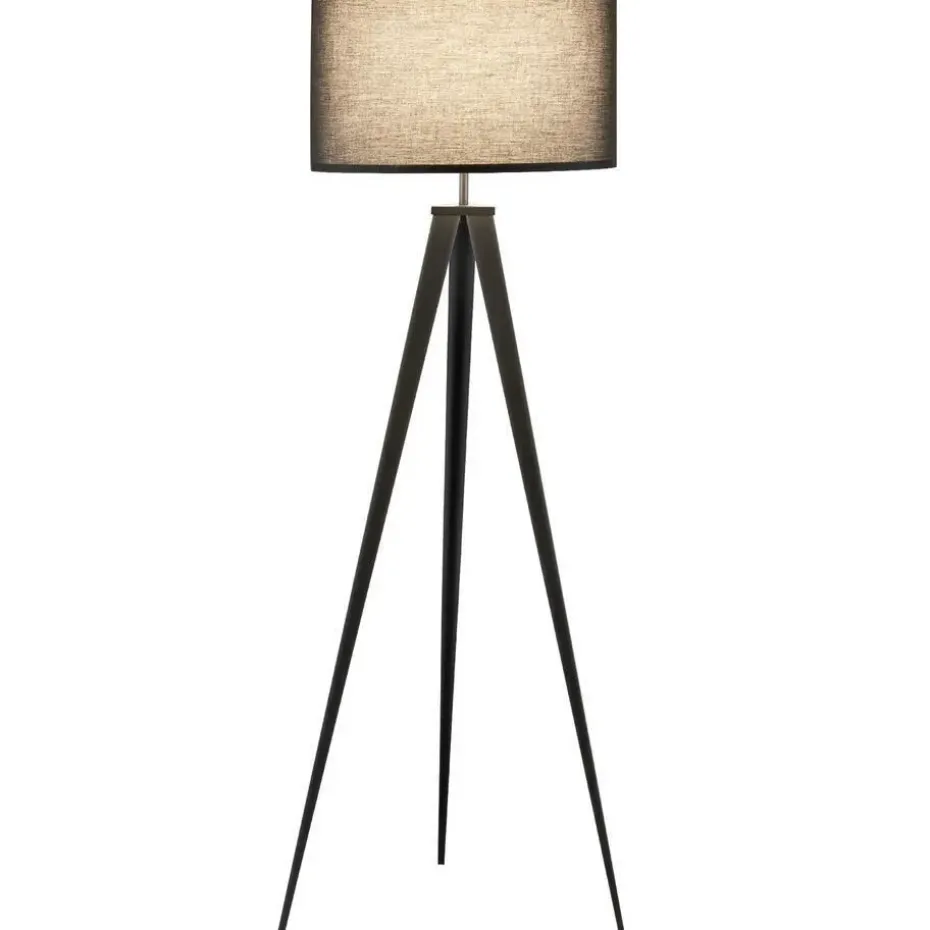 tectake Staande lamp Lunaris, textielkap, driepootsframe, Zwart