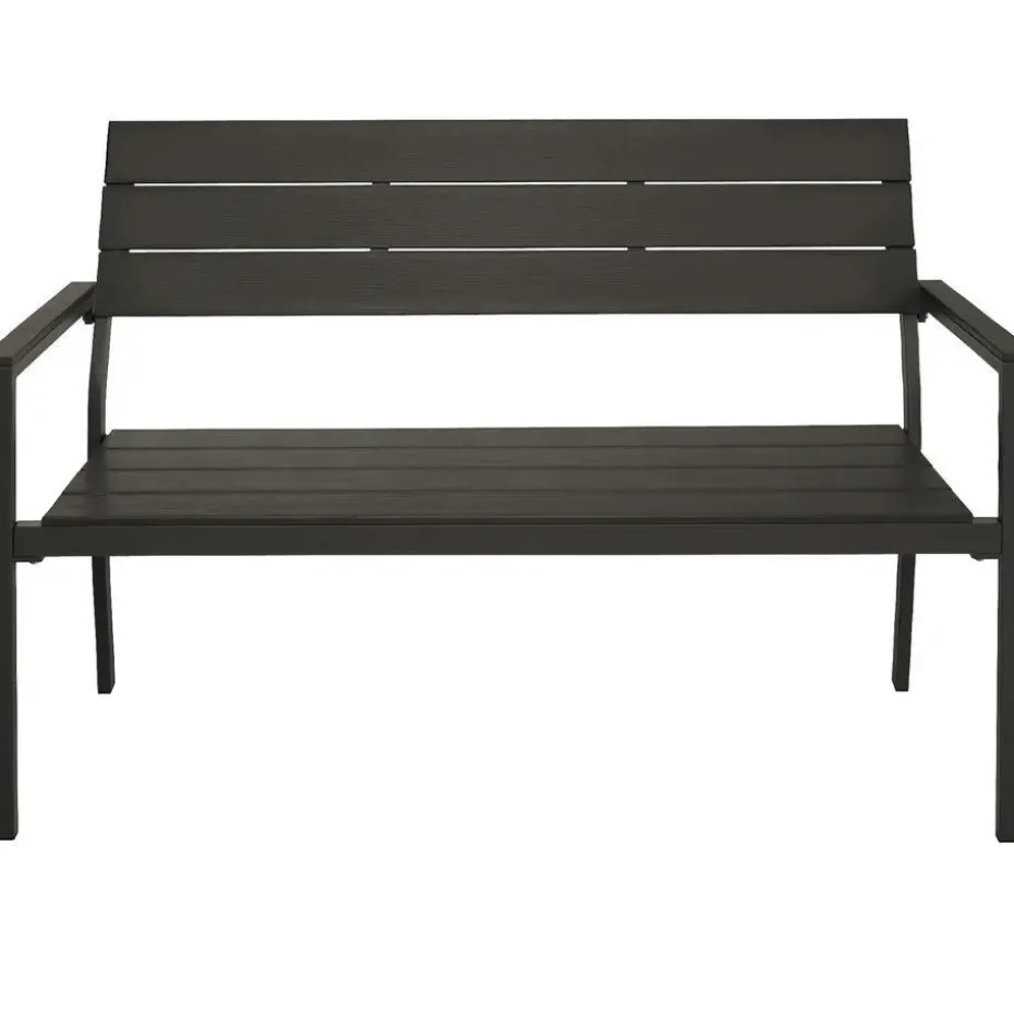 tectake Tuinbank Line 2-zitter met aluminium frame 128x59x88cm, Donkergrijs