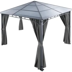 tectake Tuinpaviljoen Caracas, weerbestendig, polycarbonaat-dakplaten, Grijs