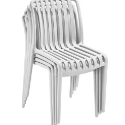 tectake Tuinstoelen Alcudia, weerbestendig, stapelbaar, Crème