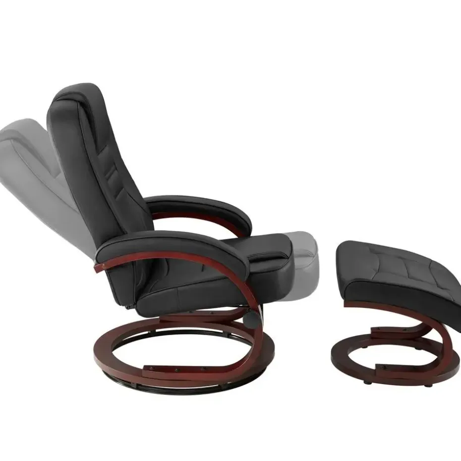 tectake TV-fauteuil met krukje model 2, Zwart/bruin