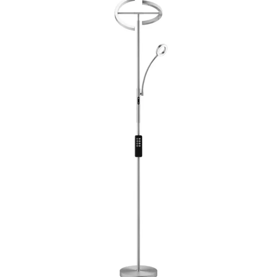 tectake Vloerlamp Auralis LED 20W, leeslamp, dimbaar, Mat Nikkel