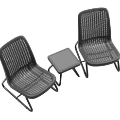 tectake Wicker bistroset Modica voor 2 personen - Grijs