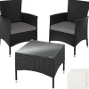 tectake Wicker bistroset Luzern 2+1 met kussenhoezen in 2 kleuren - Zwart