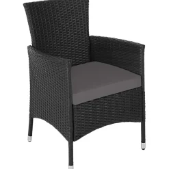 tectake Wicker bistroset Luzern 2+1 met kussenhoezen in 2 kleuren - Zwart