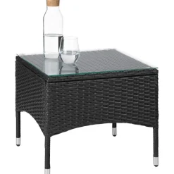 tectake Wicker bistroset Luzern 2+1 met kussenhoezen in 2 kleuren - Zwart