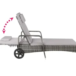 tectake Wicker ligbed Cassis, Grijs