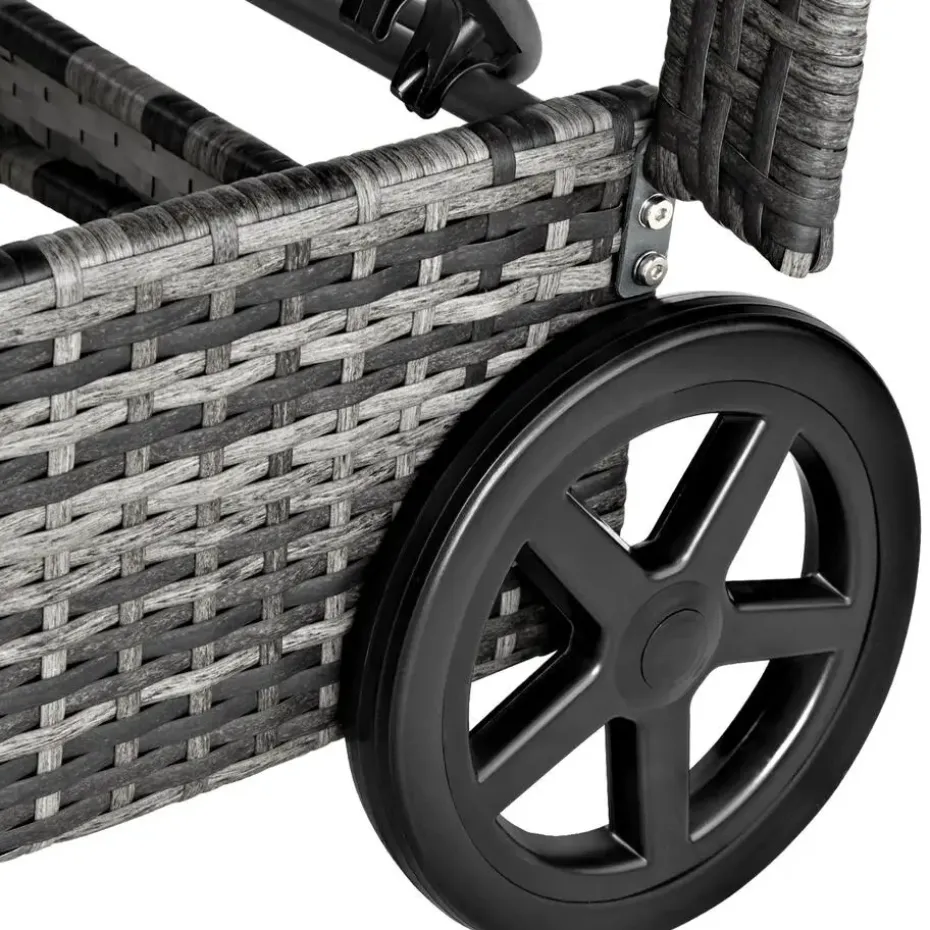 tectake Wicker ligbed met wielen, Grijs/lichtgrijs