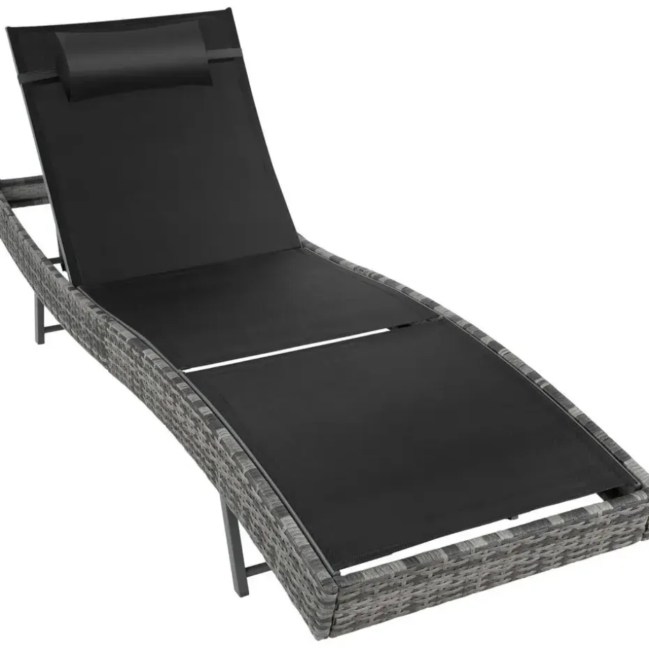tectake Wicker ligbed Moana, Grijsgevlekt