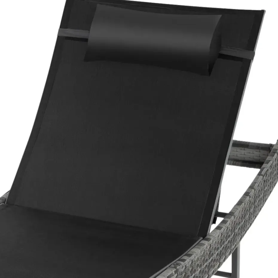 tectake Wicker ligbed Moana, Grijsgevlekt