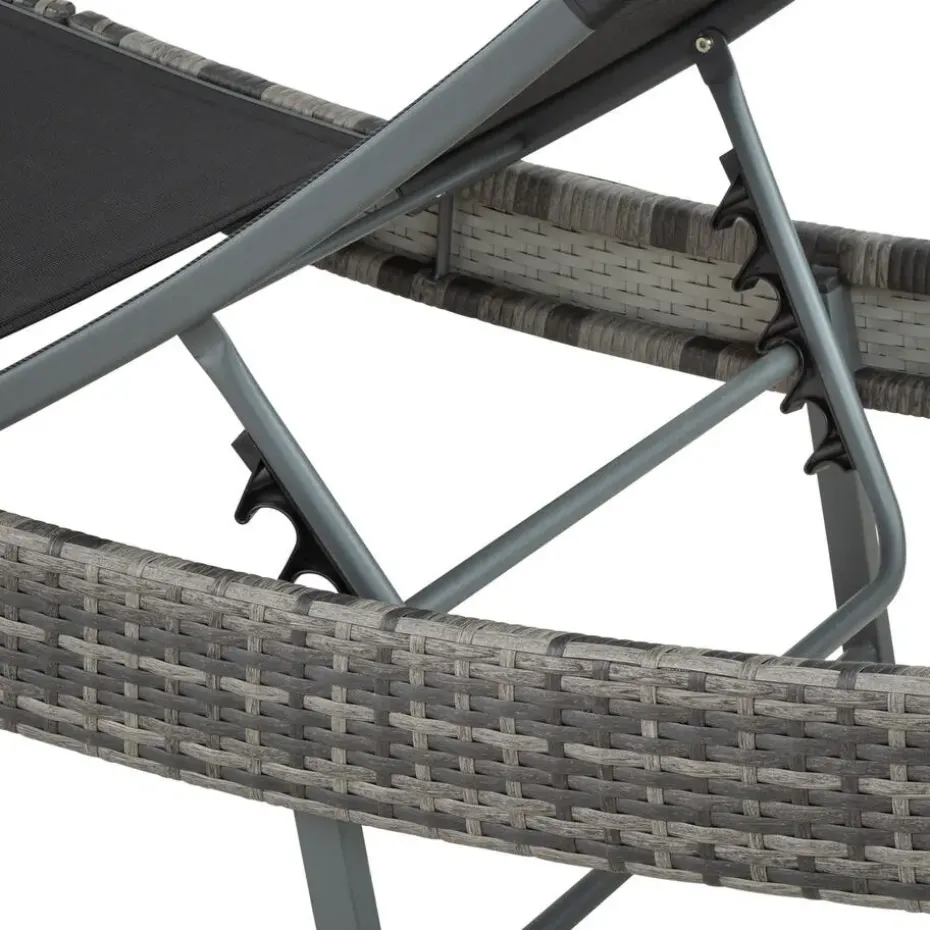 tectake Wicker ligbed Moana, Grijsgevlekt