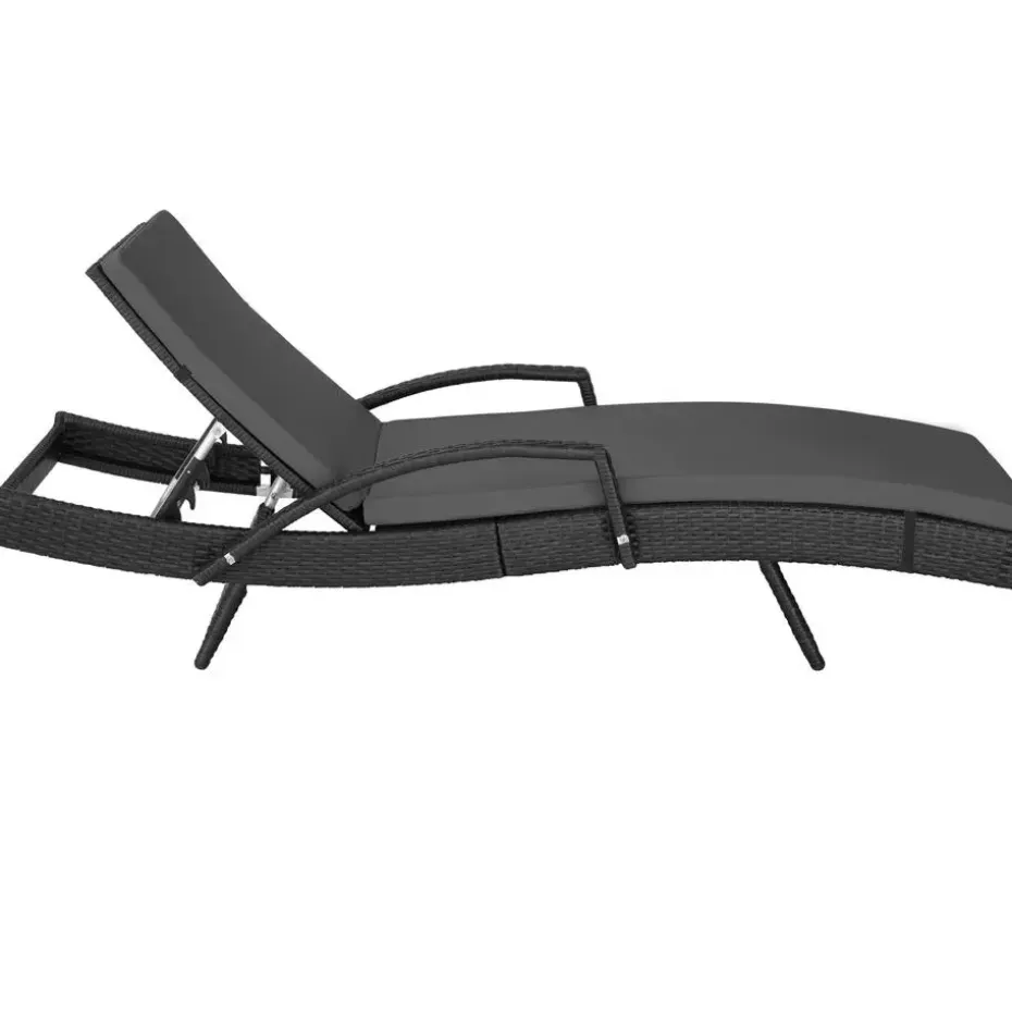 tectake Wicker ligbed Océane met aluminium frame, Zwart