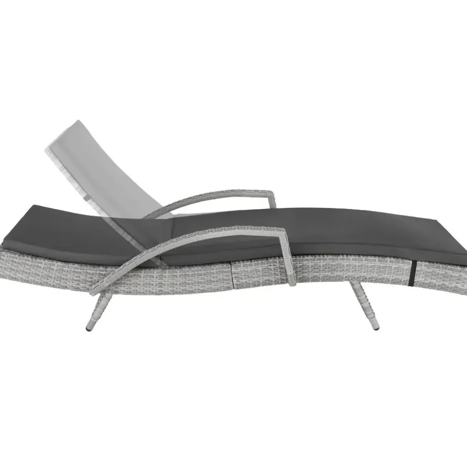 tectake Wicker ligbed Océane met aluminium frame, Lichtgrijs