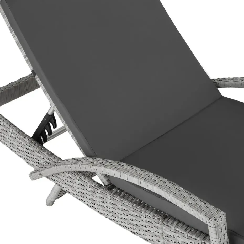 tectake Wicker ligbed Océane met aluminium frame, Lichtgrijs