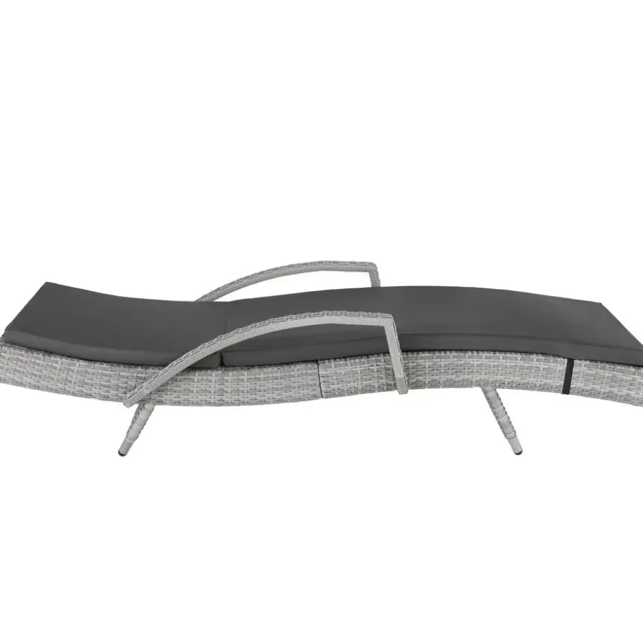 tectake Wicker ligbed Océane met aluminium frame, Lichtgrijs
