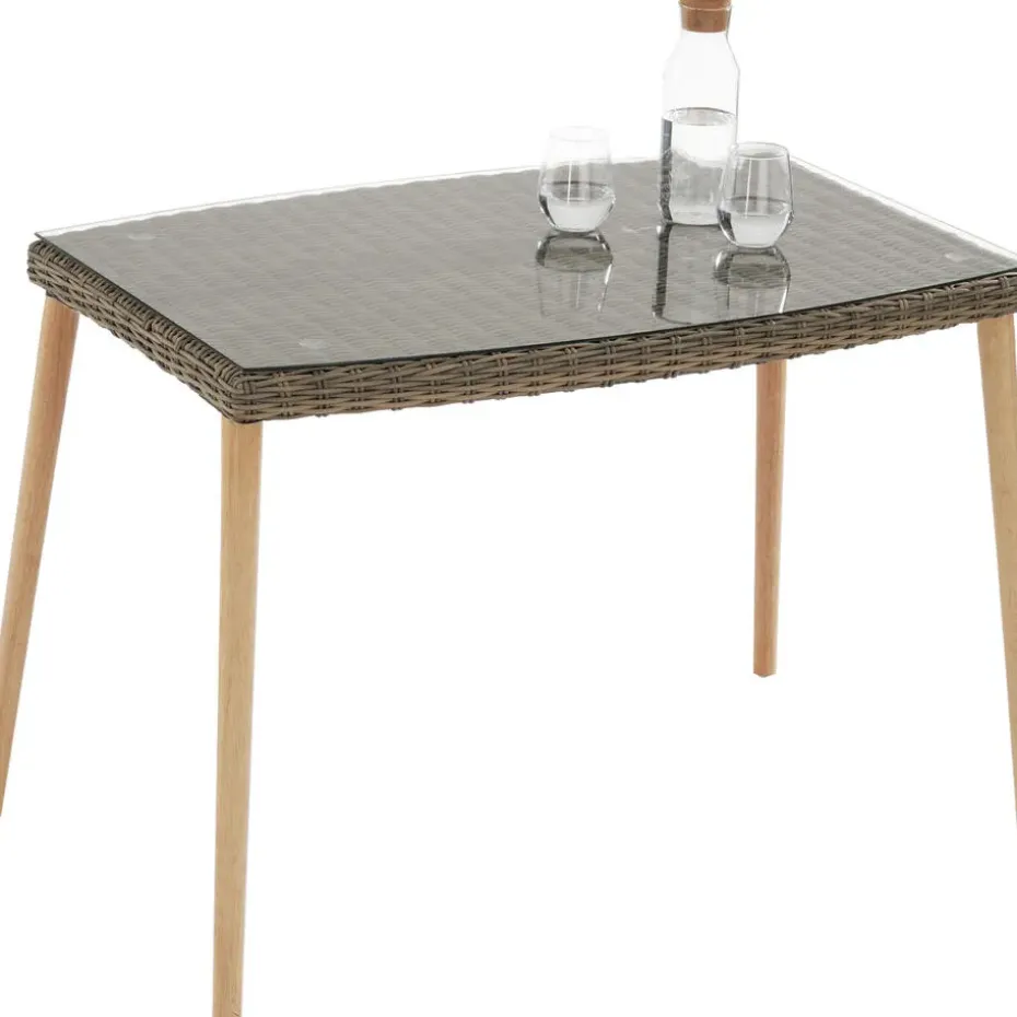 tectake Wicker lounge Pula met aluminium frame, Natuur